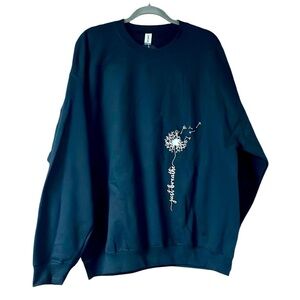 size XL black sweatshirt with graphic design